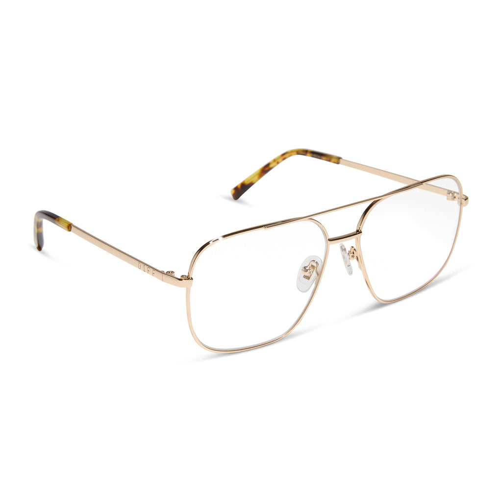 Pyramex Pathfinder Aviator Safety Glasses – Gold Metal Frame With Clear Scratch-Resistant Lenses