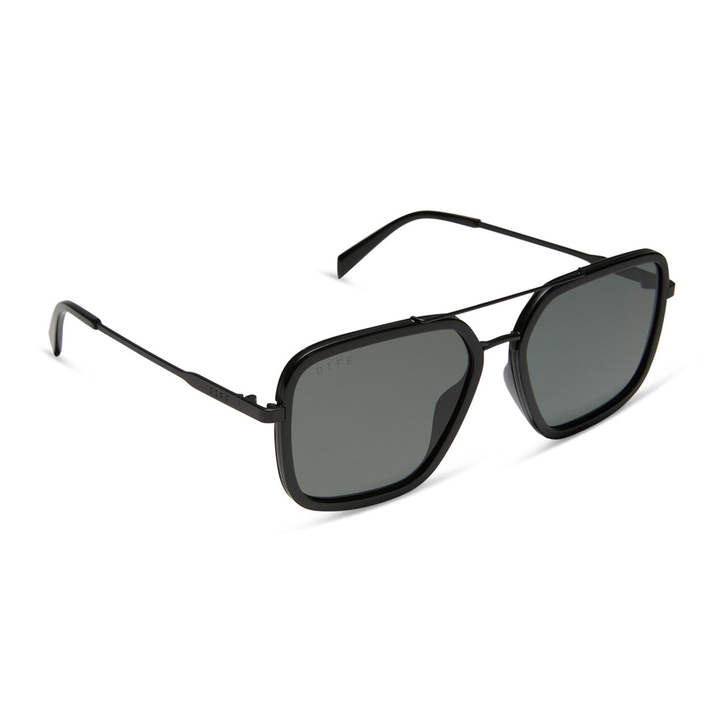 Diff Eyewear Black ‘Jordan’ Aviator Sunglasses with Dark Gray Lenses Diff Jordan Black + Grey Polarized Sunglasses – A Little  main image 2