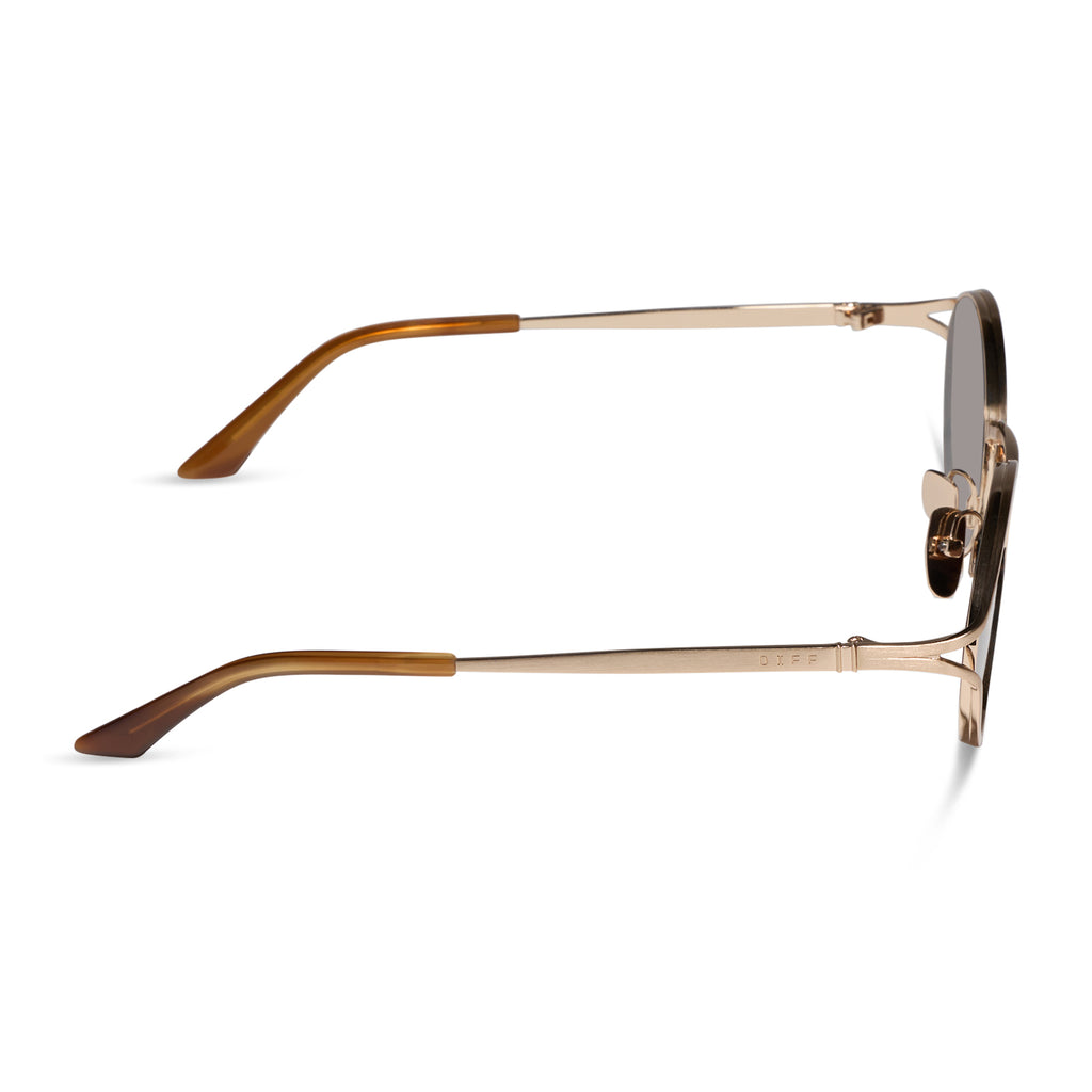 Juliette Round Sunglasses | Brushed Gold & Truffle | DIFF  display picture 1