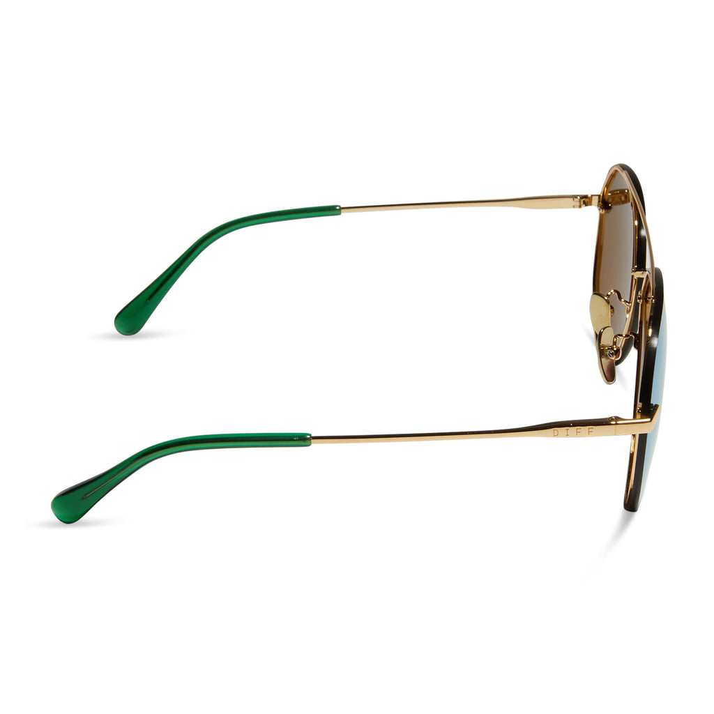 Lenox Aviator Sunglasses | Gold & Green Mirror | DIFF Eyewear