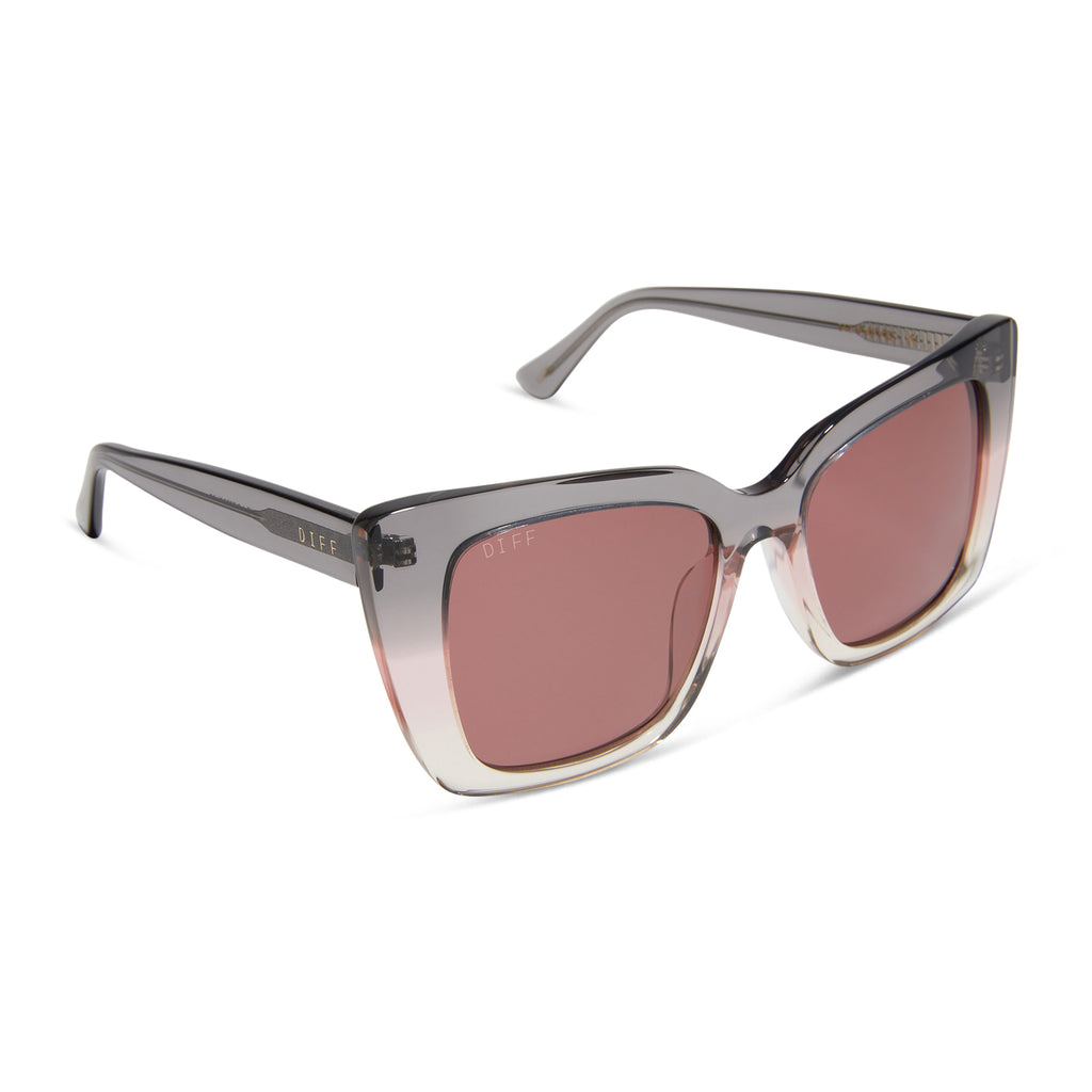 Lizzy Cateye Sunglasses Smoke Rose Crystal Ombre & Mauve DIFF Eyewear
