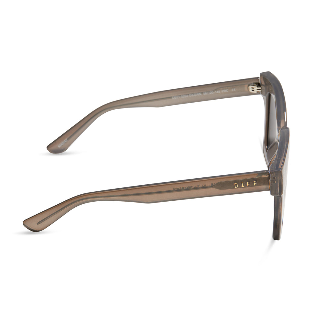 Makay Square Sunglasses Milky Grey & Solid Grey Lens. DIFF Eyewear