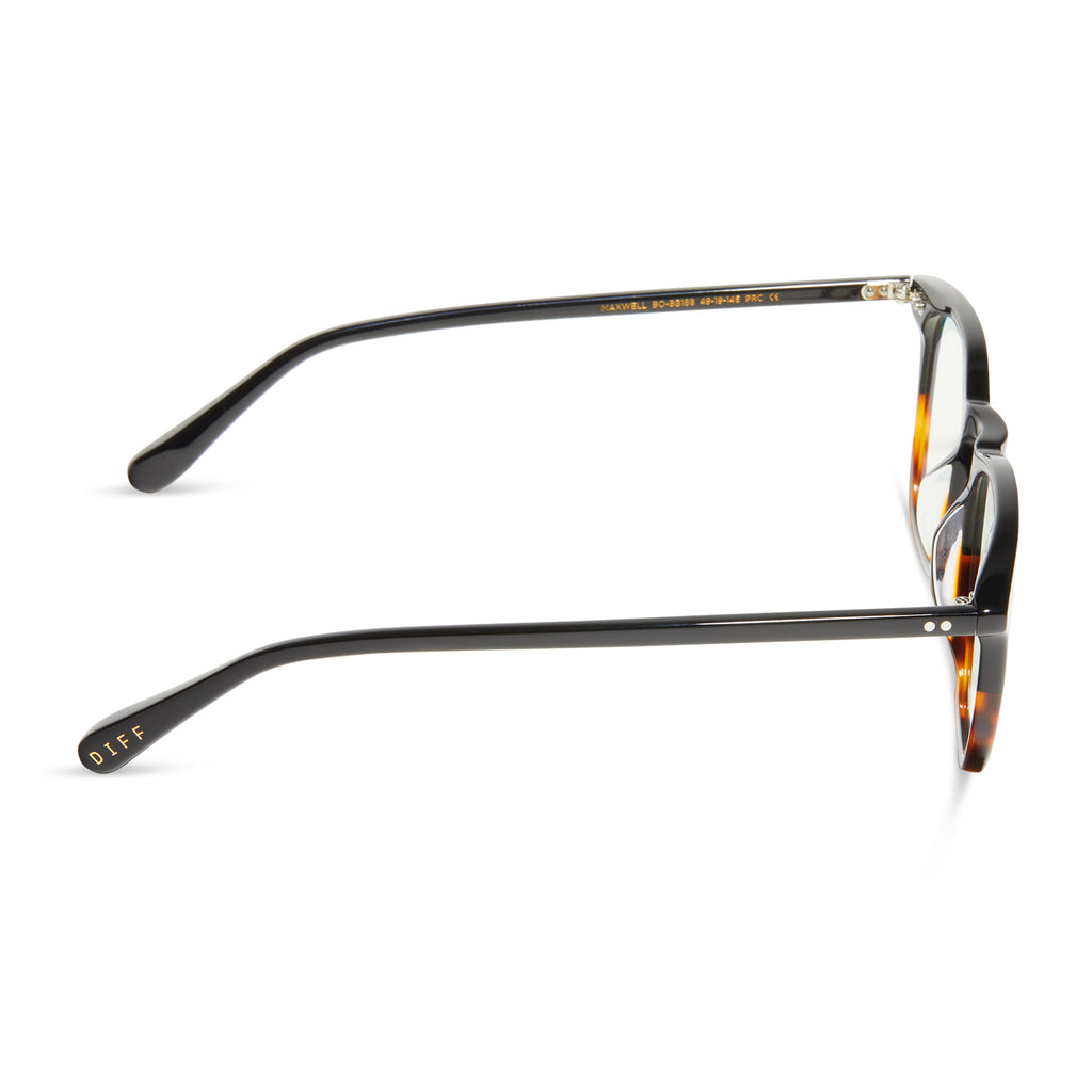 Maxwell Square Glasses Black Tortoise & Blue Light Technology DIFF