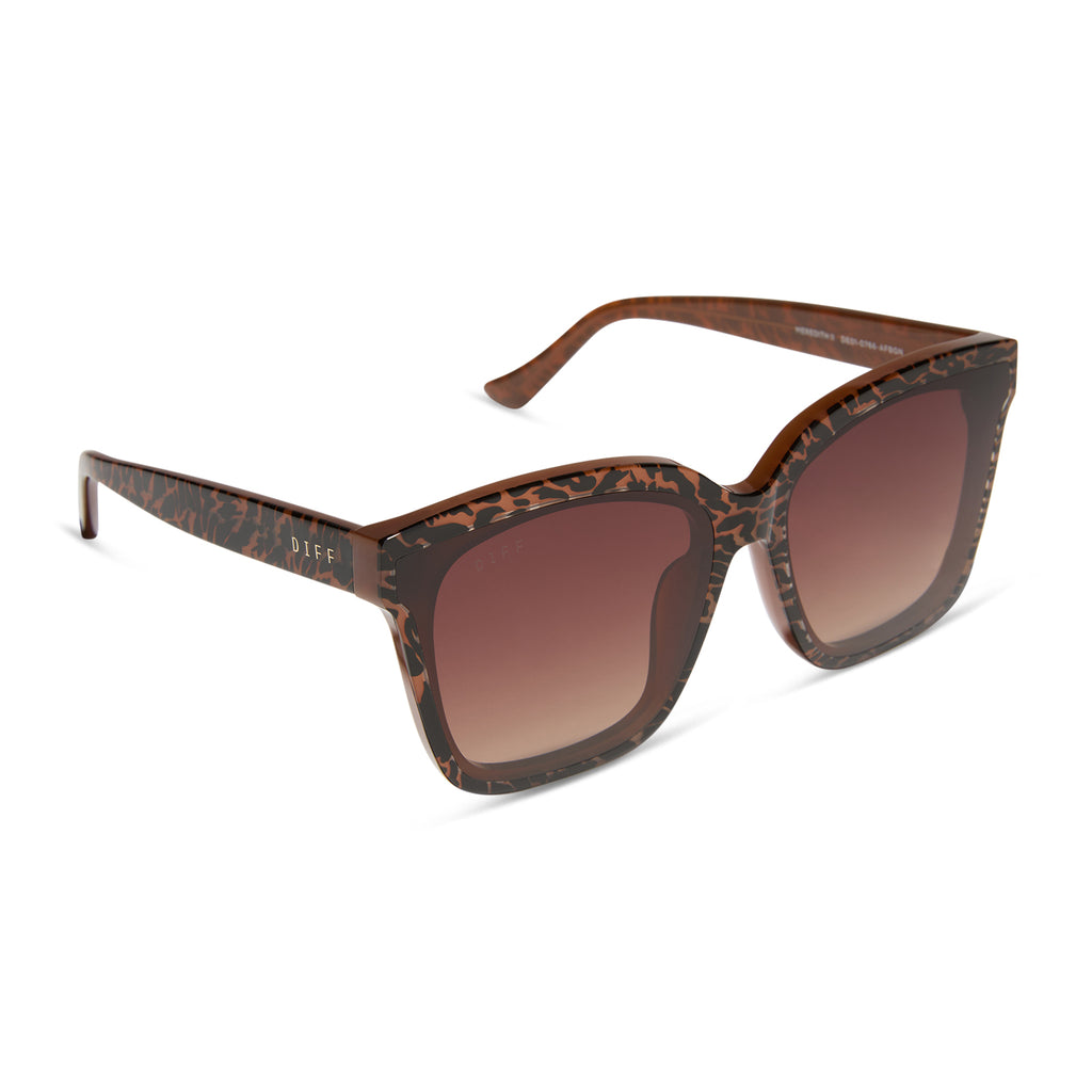 Meredith II Square Sunglasses | Animal & Brown Gradient | DIFF Eyewear