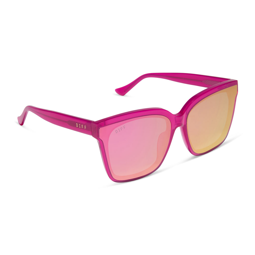 Meredith II Square Sunglasses | Bright Tulip & Pink Mirror | DIFF