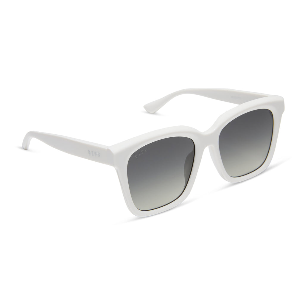 Meredith Square Sunglasses | White Cloud & Grey Gradient | DIFF
