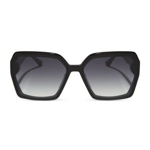 diff eyewear featuring the presley square sunglasses with a black frame and grey gradient lenses front view