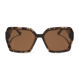 diff eyewear featuring the presley square sunglasses with a espresso tortoise frame and brown lenses front view
