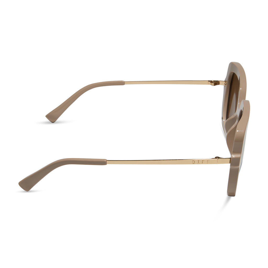 Sandra Square Sunglasses | Almond & Brown Gold Flash | DIFF Eyewear