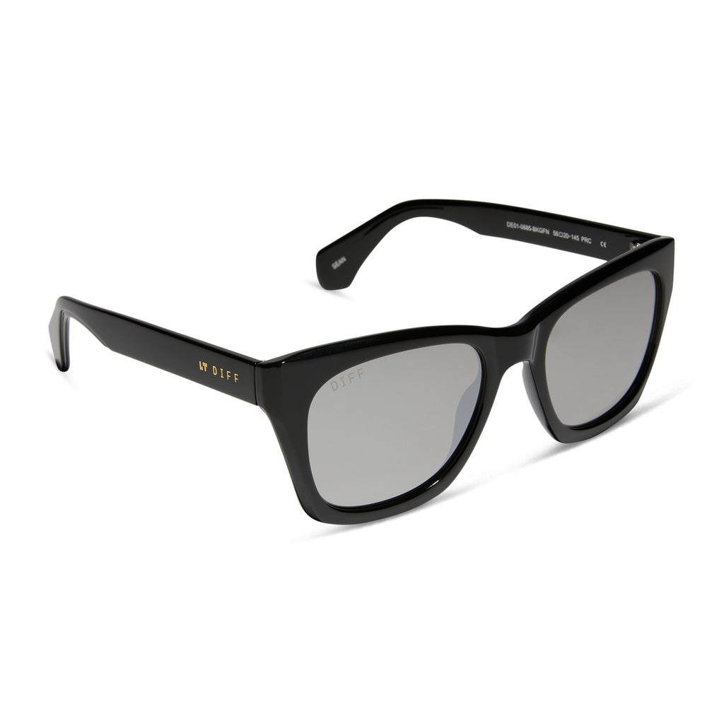 Sean Square Sunglasses | Black & Grey Mirror | DIFF Eyewear
