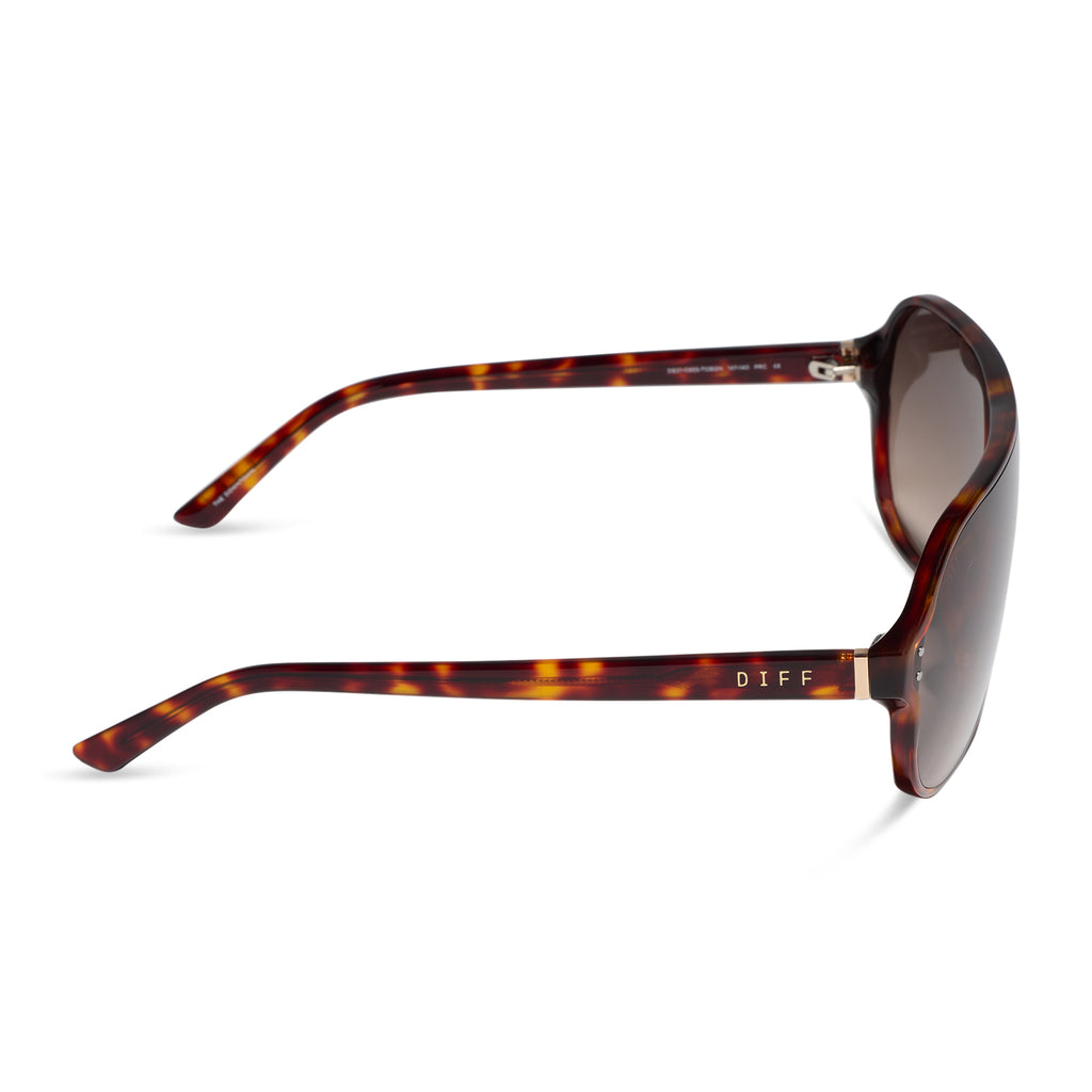 Diff Eyewear Tortoiseshell Sunglasses with Brown Lenses Morgan Shield Sunglasses | Espresso Tort & Brown Gradient  main image 3