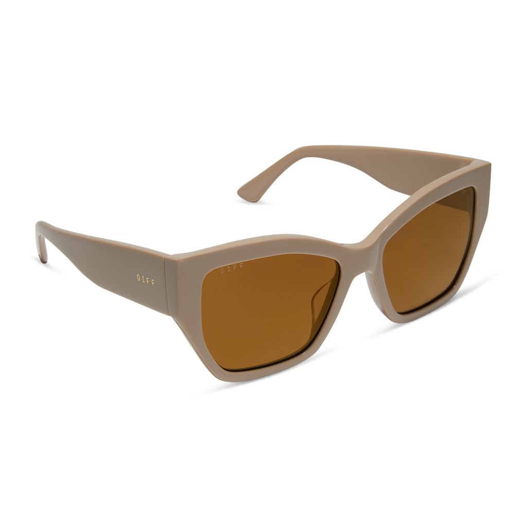 Vivienne Cateye Sunglasses | Almond & Brown With Gold Flash | DIFF
