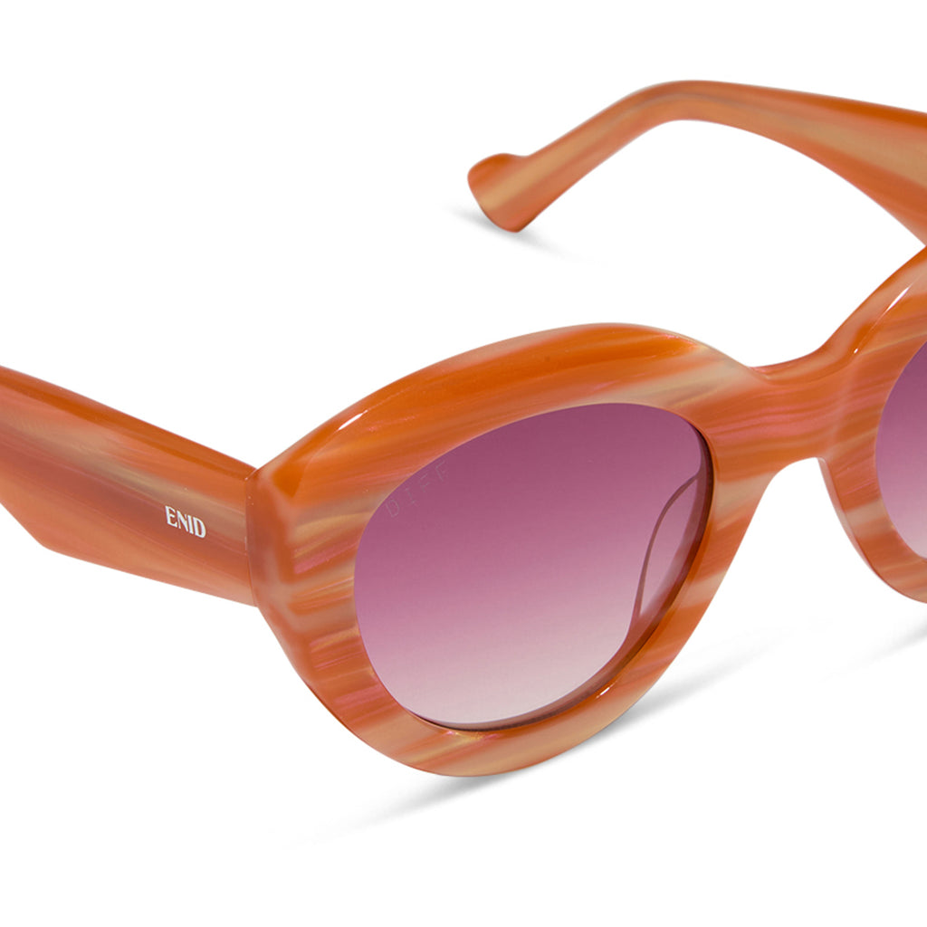 Wednesday Cat Eye Sunglasses | Orange Pink Stripe & Wine | DIFF