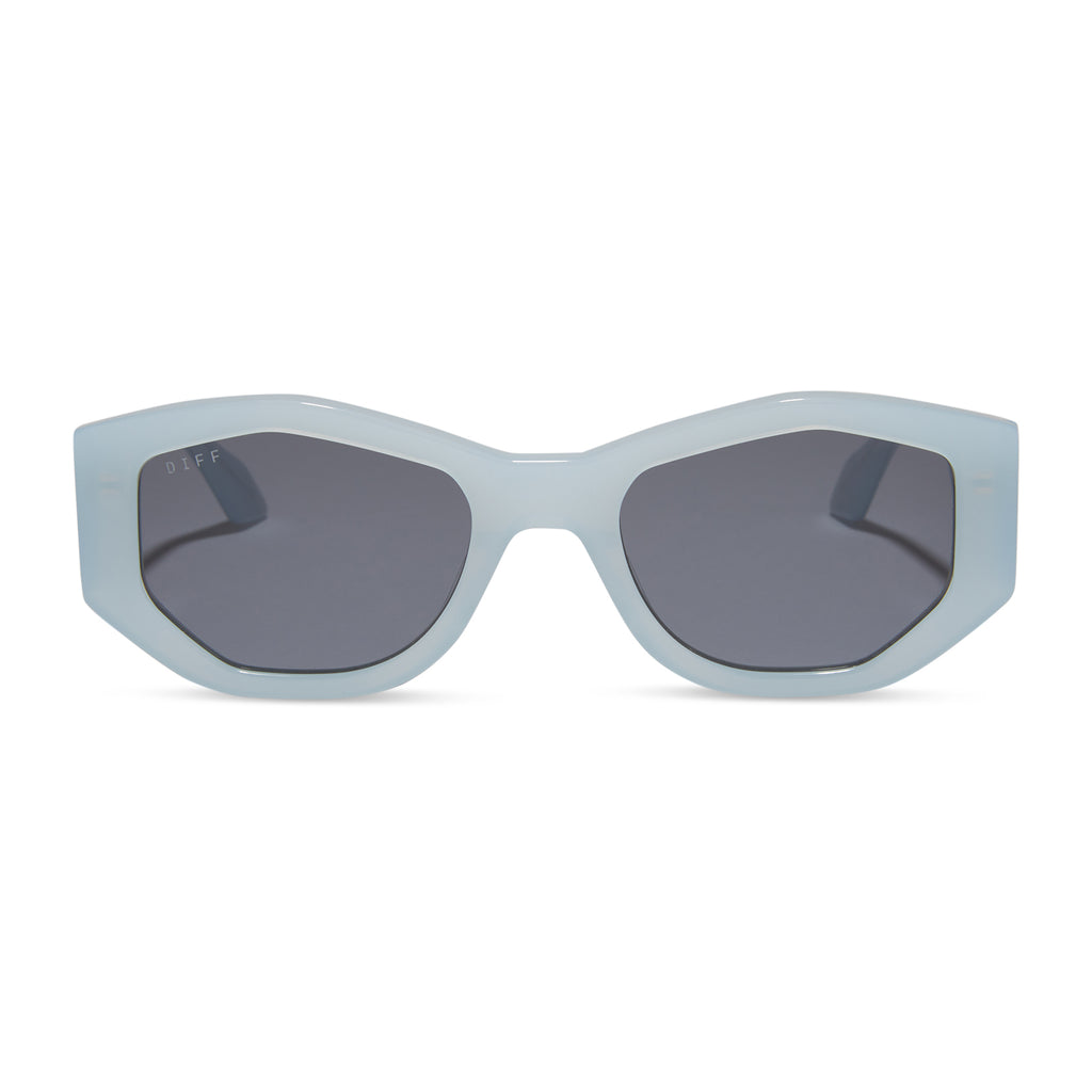 Zoe Oval Sunglasses Blue Dust & Grey DIFF Eyewear