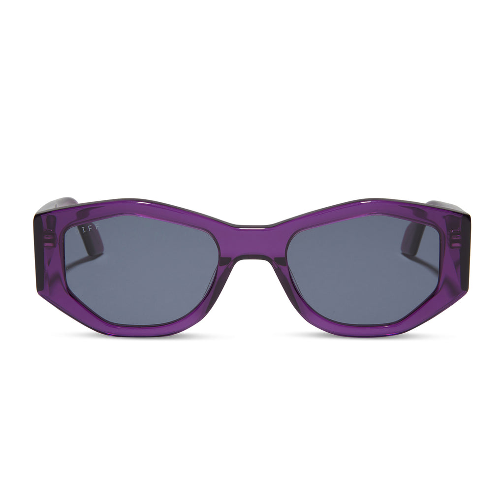 Zoe Oval Sunglasses Posh Purple Crystal & Grey DIFF Eyewear