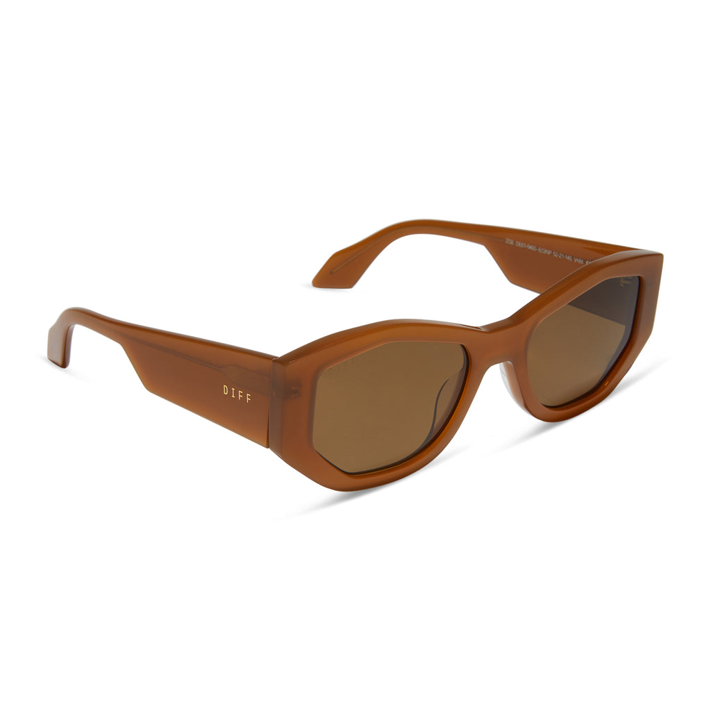 Zoe Oval Sunglasses Salted Caramel & Brown Polarized DIFF Eyewear