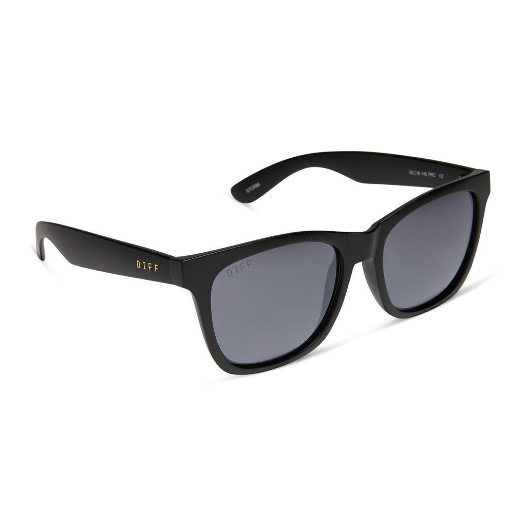 Storm Square Sunglasses, Black & Dark Grey Polarized