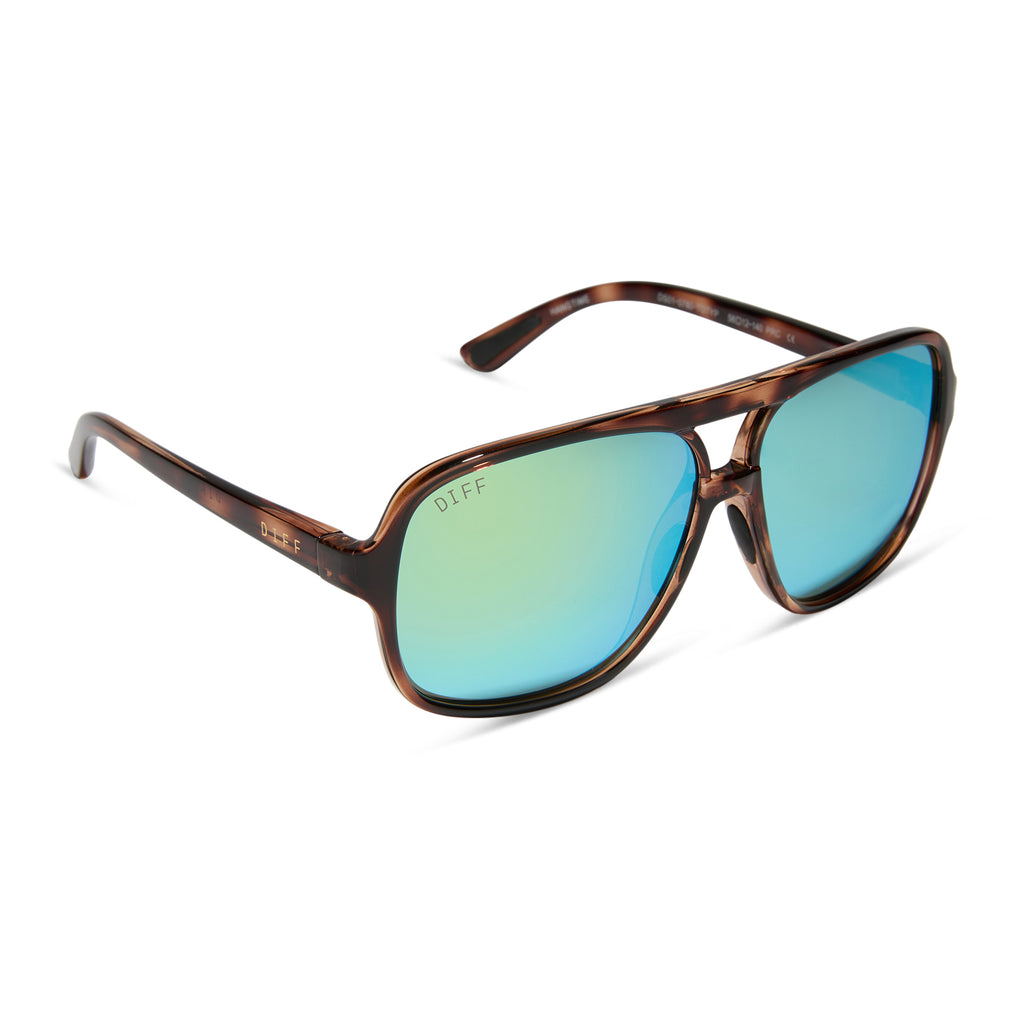 Hangtime Aviator Sunglasses | Tortoise & Turquoise Ice Mirror