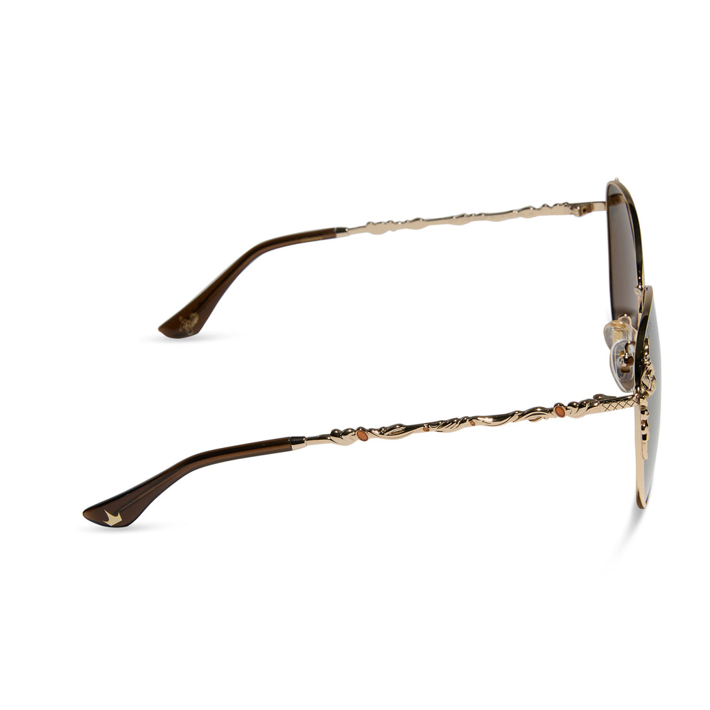 BELLE - GOLD + BROWN LENS W/ GOLD FLASH + POLARIZED SUNGLASSES