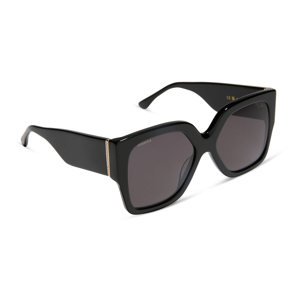 Women\'s Gray Frame Black Lens Sunglasses Stella - Round Dark Gray Frame Sunglasses For Women  main image 4