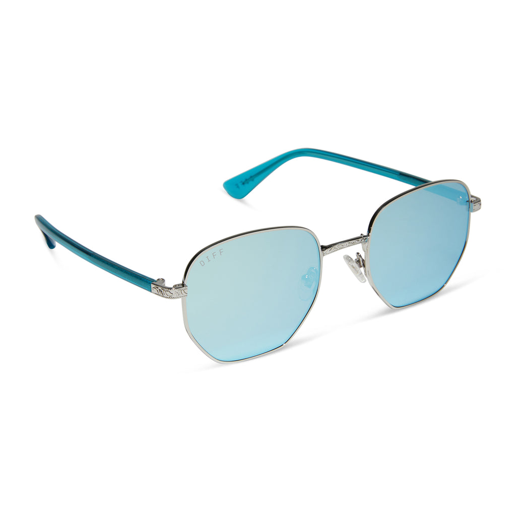 Jessie James Decker JJD Sunglasses | Silver & Turquoise Ice Mirror