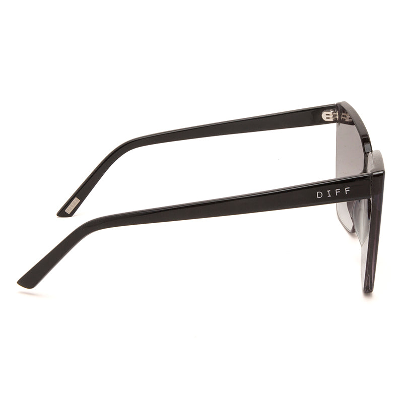 Goldie Cat Eye Sunglasses | Black & Smoke Flash Lenses  display picture 3