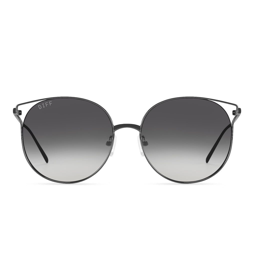 Rory Aviator Sunglasses Black & Grey Gradient Lenses DIFF Eyewear