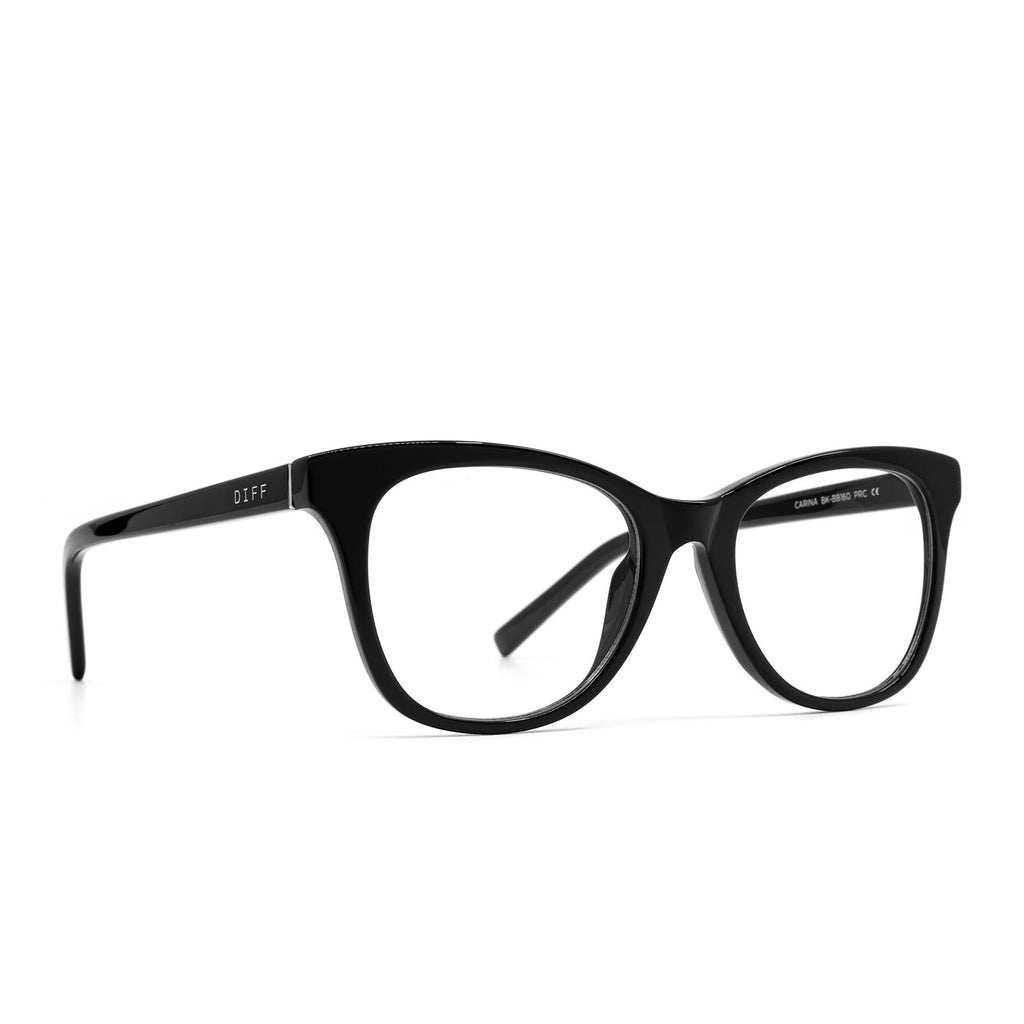 Carina Cat Eye Glasses Black & Clear Blue Light Technology DIFF Eyewear