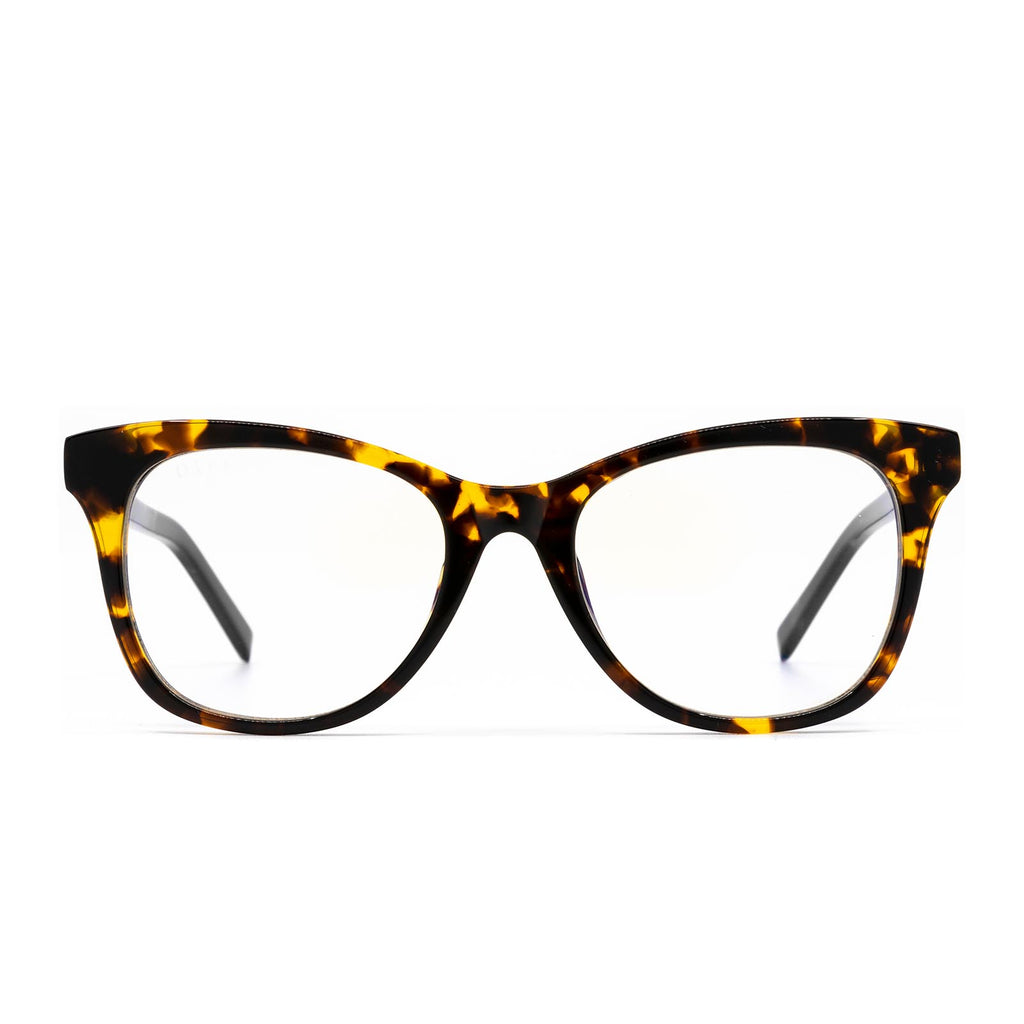 Carina Cat Eye Glasses DARK Tortoise & Blue Light Technology DIFF