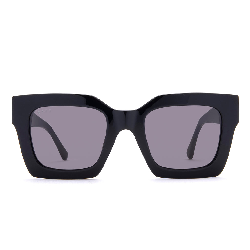 Dani Square Sunglasses Black & Solid Grey Lenses DIFF Eyewear