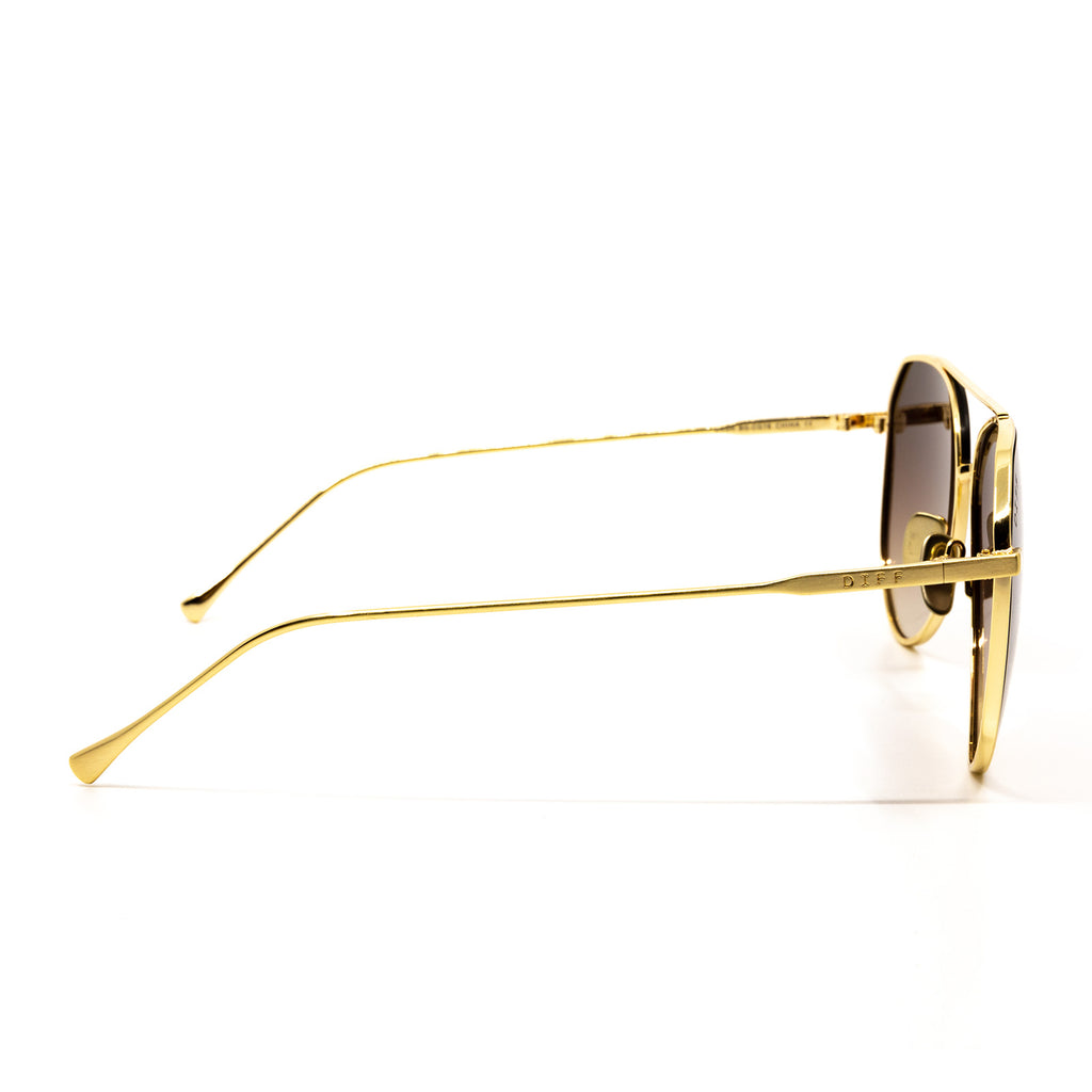 Dash Aviator Sunglasses |Brushed Gold & Coffee Gradient Lenses | DIFF  Eyewear