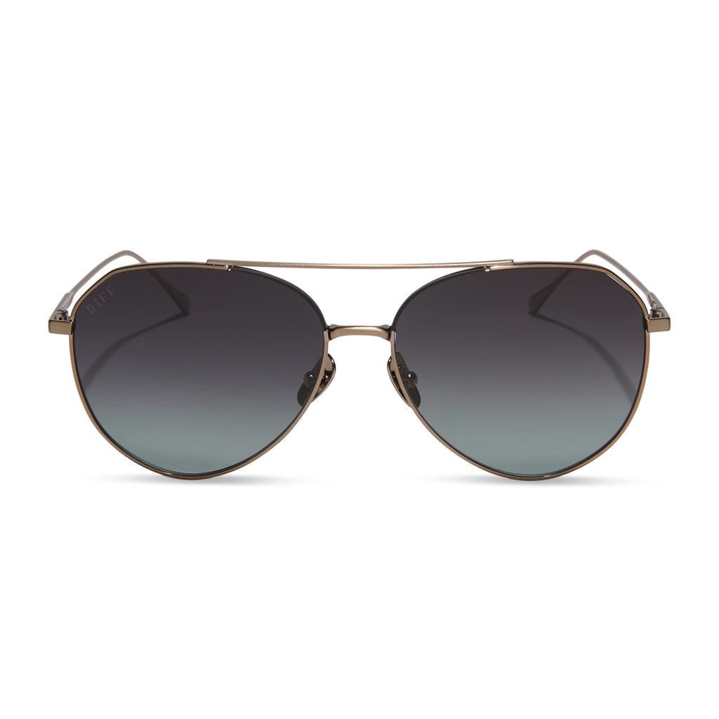 Polarized & Grey | Sunglasses Aviator Brown Blue Dash Brushed | DIFF Eyewear