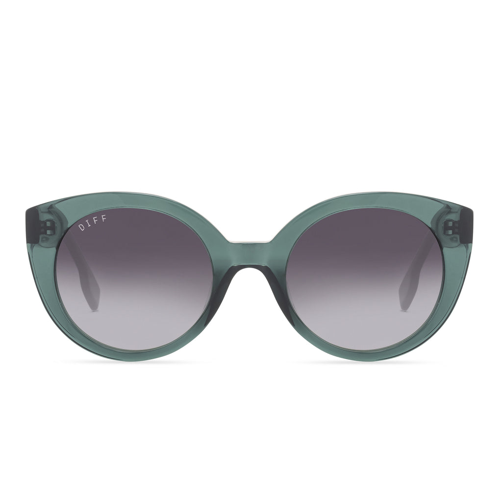 Emmy Round Sunglasses Evergreen & Grey Gradient Lenses DIFF Eyewear