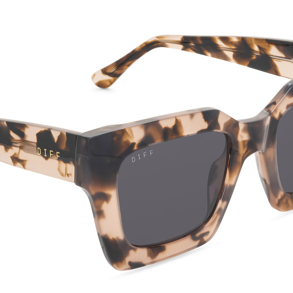 Dani Square Sunglasses Himalayan Tortoise &Solid Grey Lenses DIFF