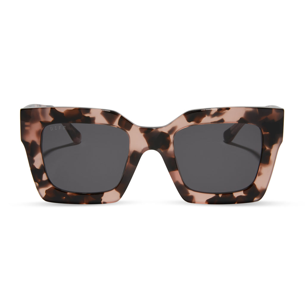 Dani Square Sunglasses Himalayan Tortoise &Solid Grey Lenses DIFF