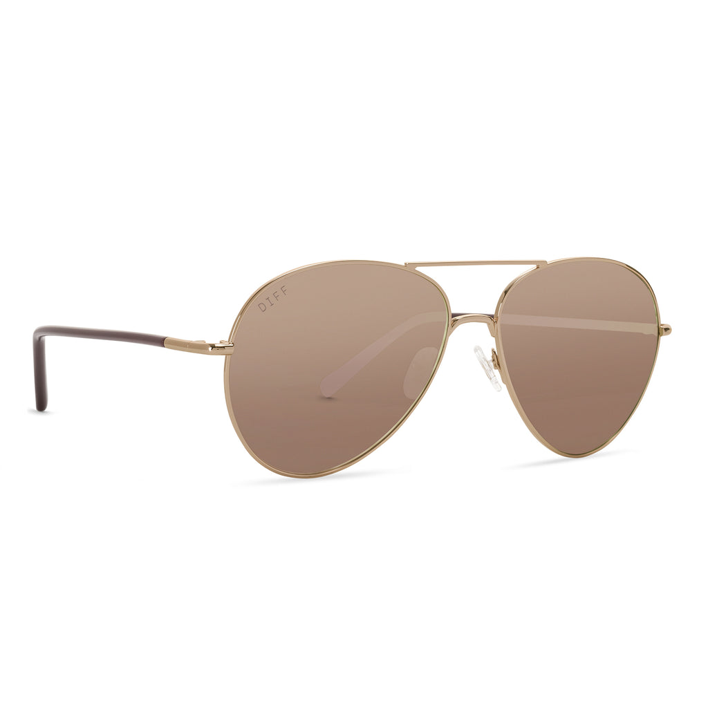Knox Aviator Sunglasses Rose Gold & Cherry Blossom Mirror DIFF Eyewear