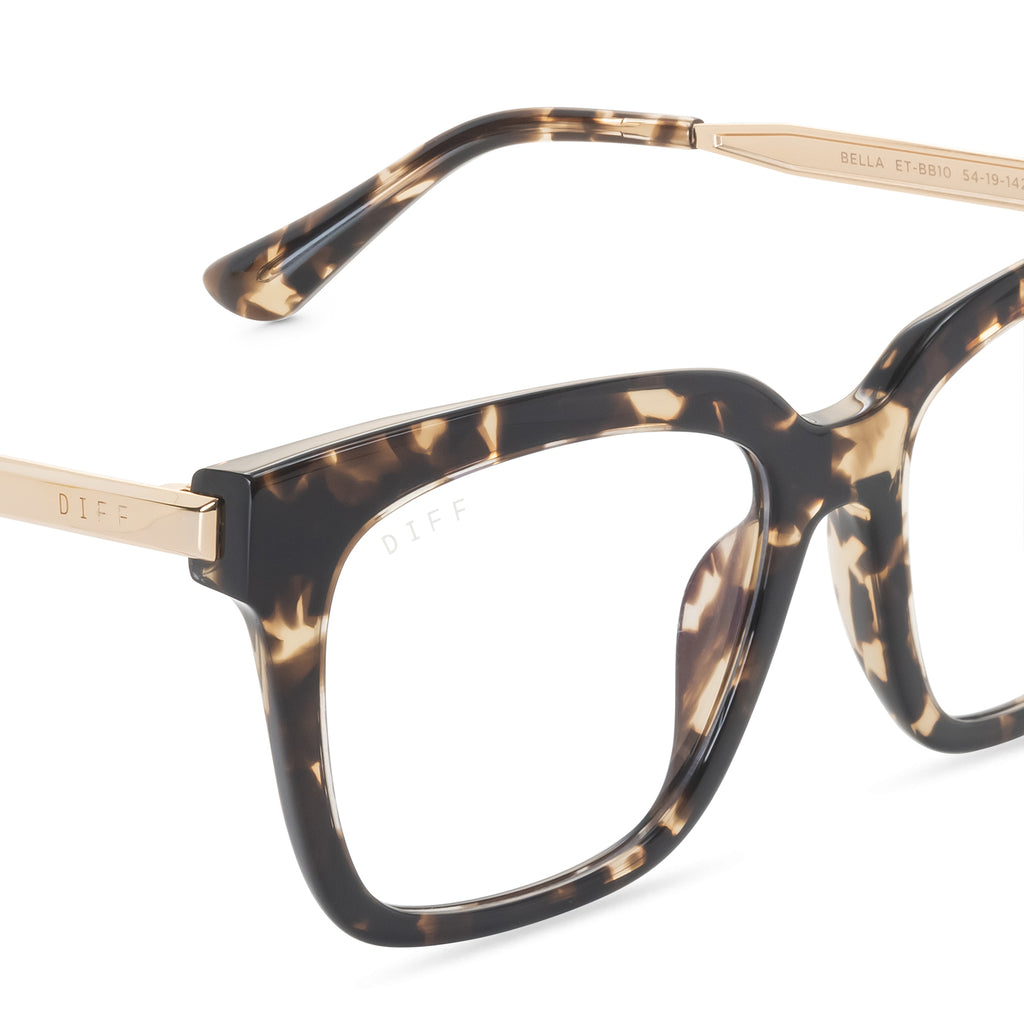 DIFF Eyewear Bella Blue Light Blocking Glasses - Espresso Tortoise Bella Square Glasses | Espresso Tortoise & Blue Light  main image 4