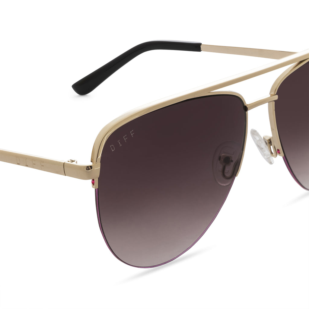 Tate Aviator Sunglasses, Gold & Brown Gradient Polarized Lenses