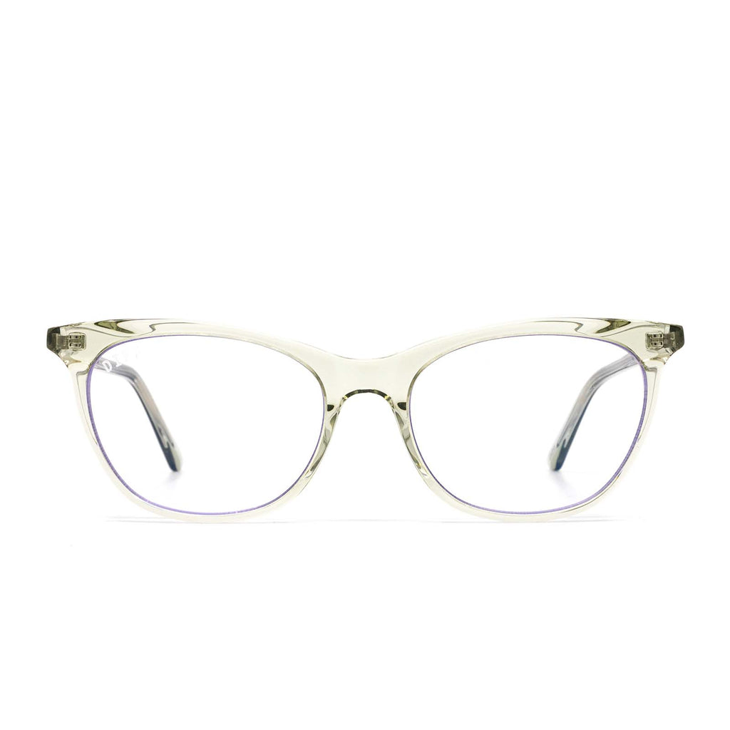 Jade Cat Eye Glasses OLIVE Crystal & Blue Light Technology DIFF Eyewear