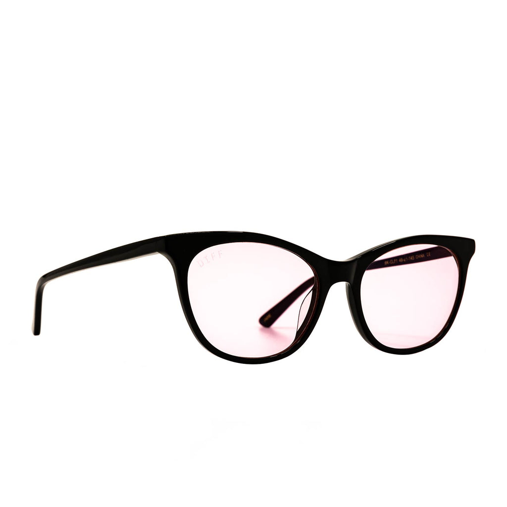 Jade Cat Eye Glasses Black & PINK Clear Blue Light Technology DIFF Eyewear
