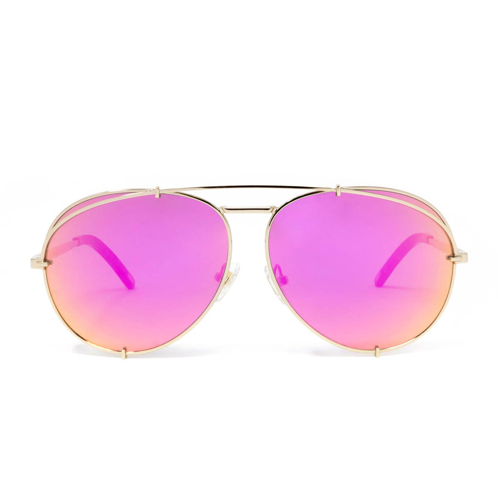 Koko Aviator Sunglasses l Gold Pink Mirror l DIFF Charitable
