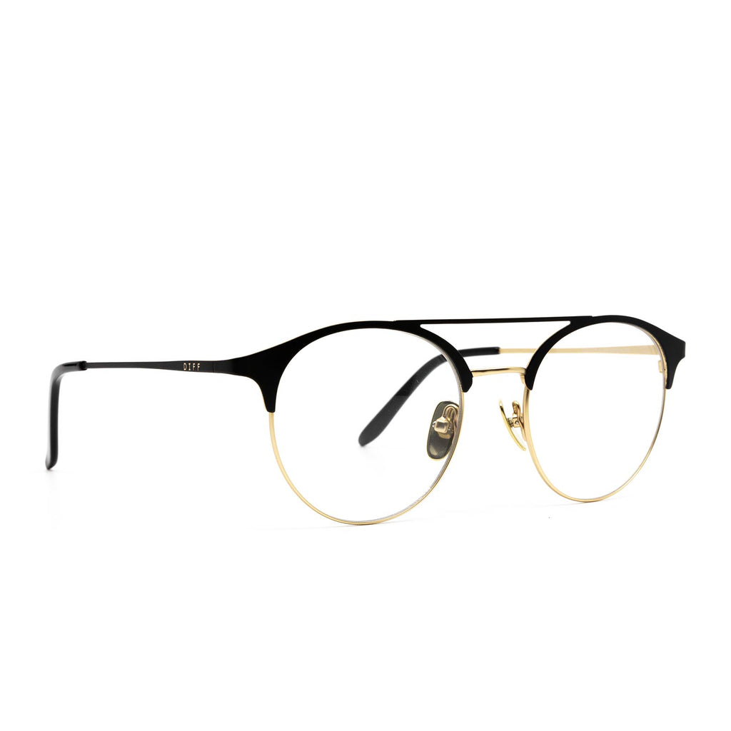 Black and gold clear glasses top