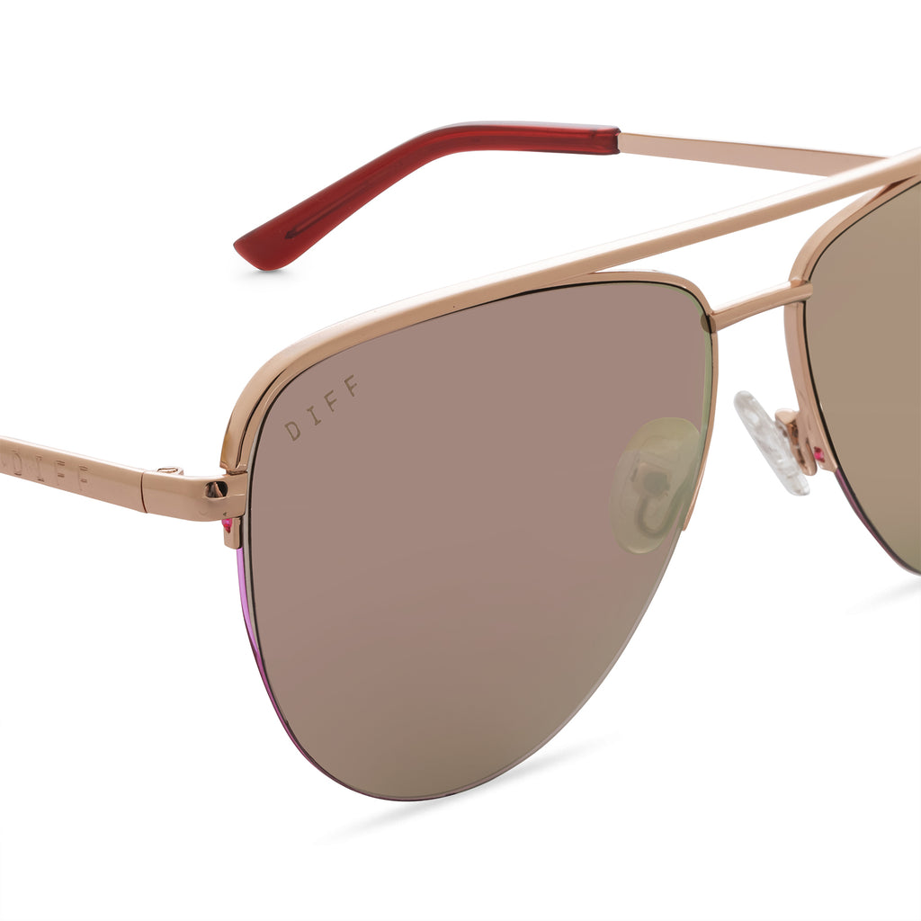 | Eyewear Sunglasses Rose | Cherry & Tate Mirror DIFF Gold Aviator Blossom