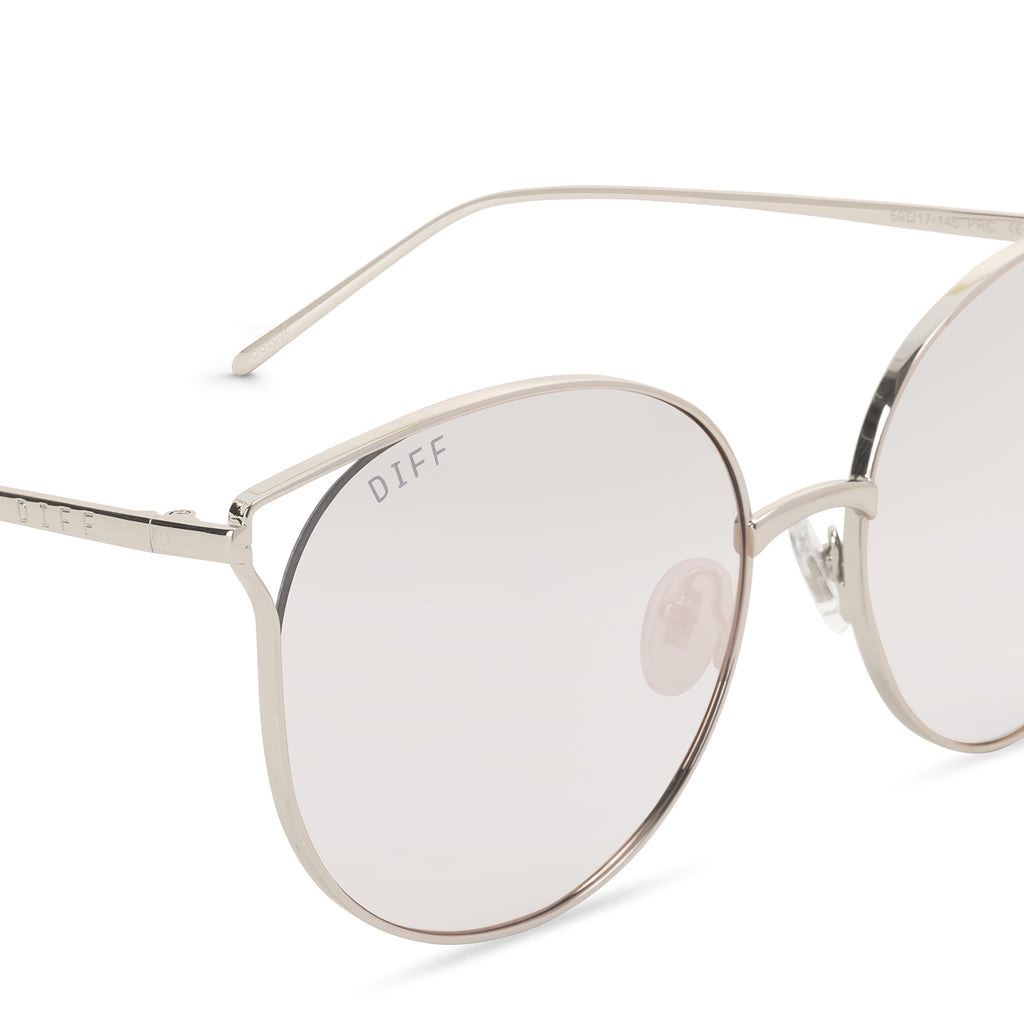 Rory Aviator Sunglasses Silver & Beige Mirror Lenses DIFF Eyewear