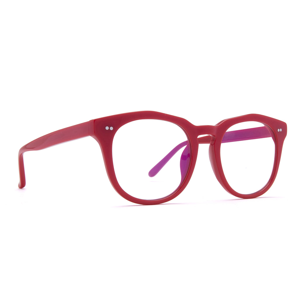 Weston Round Glasses Holly Red & Clear Blue Light Technology DIFF