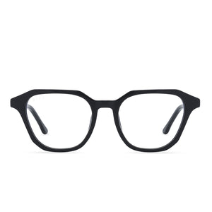 diff eyewear allen square glasses with a black acetate frame and prescription lenses front view