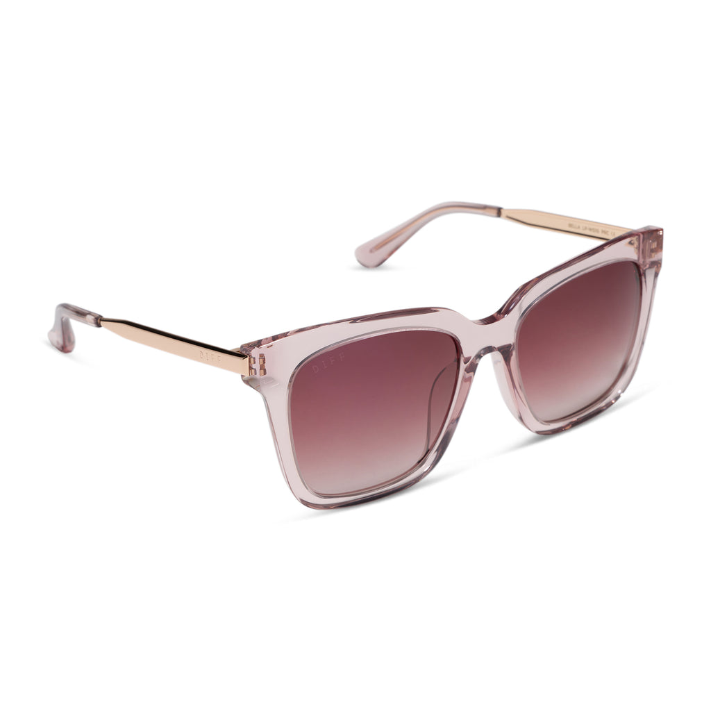 Bella Square Sunglasses | Light Pink Crystal & Wine Gradient