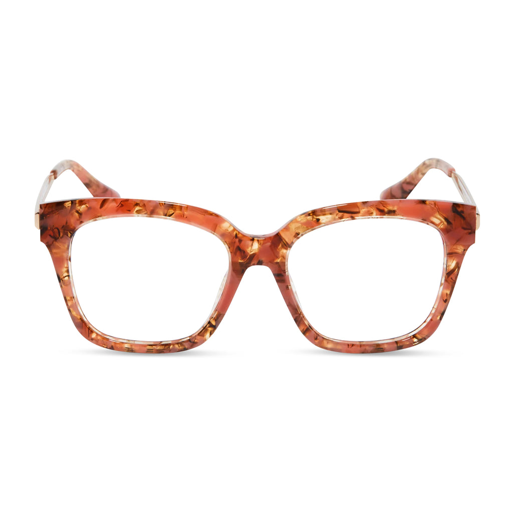 Bella XS Square Glasses Beige Coral Tort & Clear DIFF Eyewear