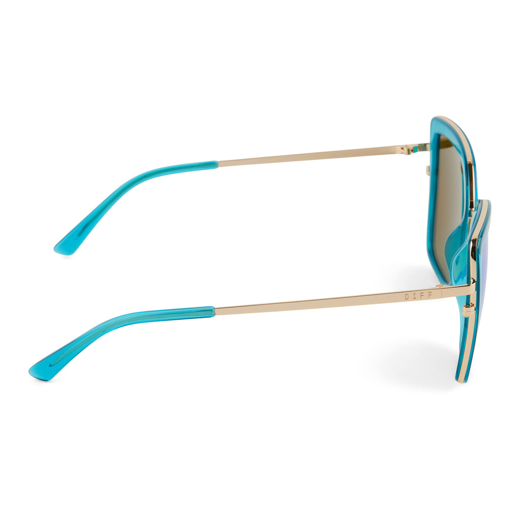 Clarisse Cat Eye Sunglasses | Turquoise Crystal & Ice Mirror  display picture 3