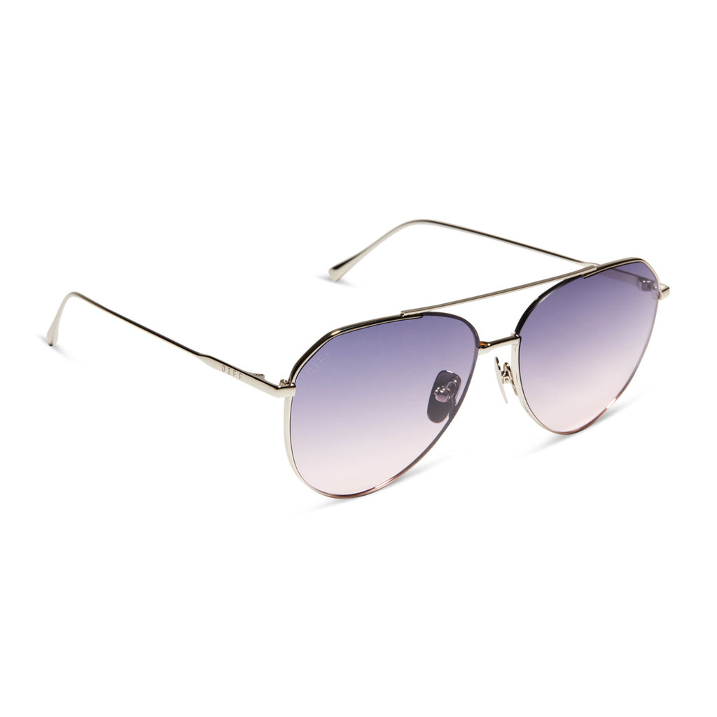 Dash Aviator Sunglasses | Silver & Lavender Rose Gradient | DIFF Eyewear | Sonnenbrillen